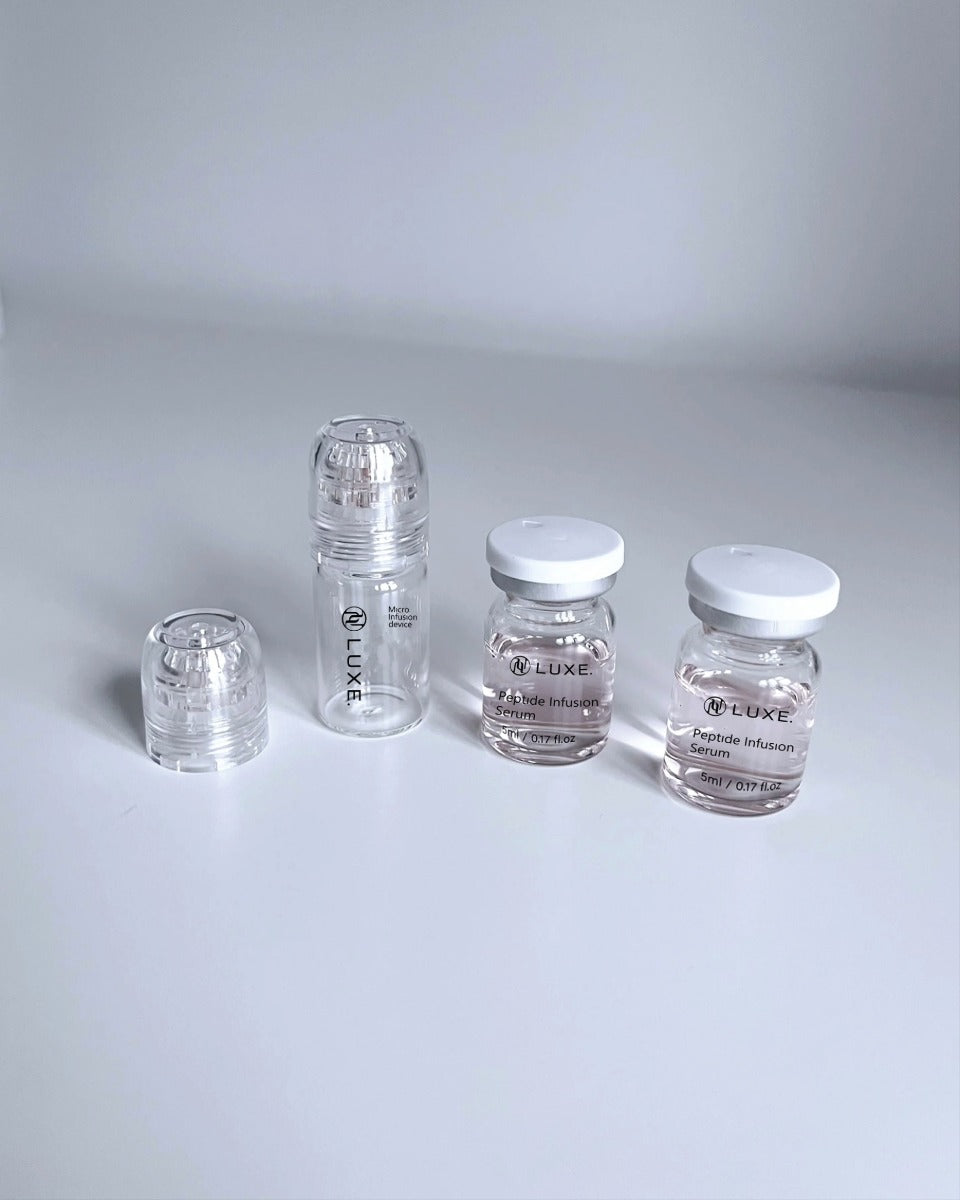 Microneedling home kit serum bottles and micro-infusion device